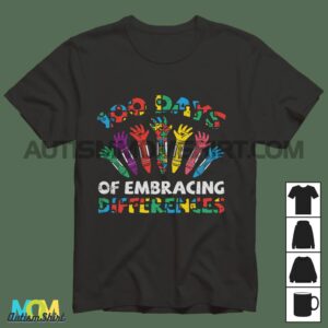 100 Days Of Embracing Autism 100th Day School Sped Teacher Long Sleeve T shirt 1