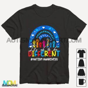 Autism Awareness Its Ok To Be Different Leopard Rainbow T shirt1