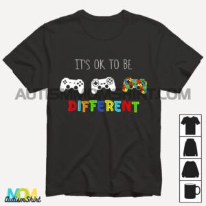 Autism Awareness Kid Boys Its Ok To Be Different Gamer T shirt1