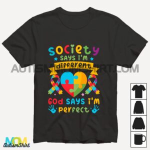 Autism Awareness Kids Boys God Says Im Perfect Long Sleeve T shirt1