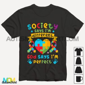 Autism Awareness Kids Boys God Says Im Perfect T shirt1