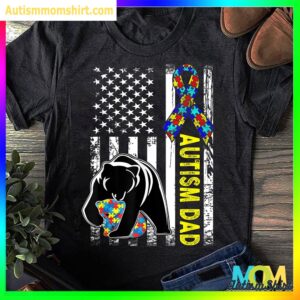 American Flag Fathers Day For Men Daddy T shirt Autism Awareness Shirt