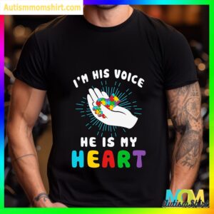 I'm His Voice He's My Heart Autism T Shirt Autism Dad T Shirt